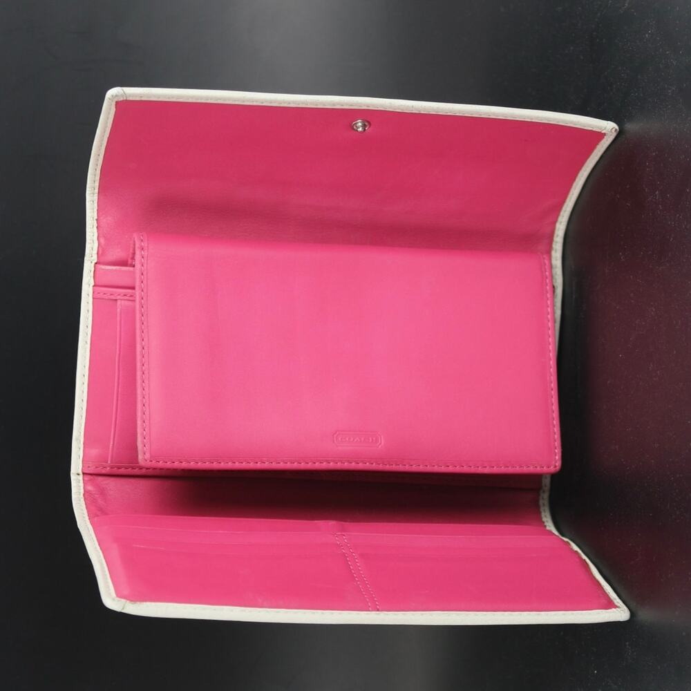 Coach Pink Leather Flap Wallet w/ Checkbook Insert Vintage Y2K Bifold - Picture 6 of 6